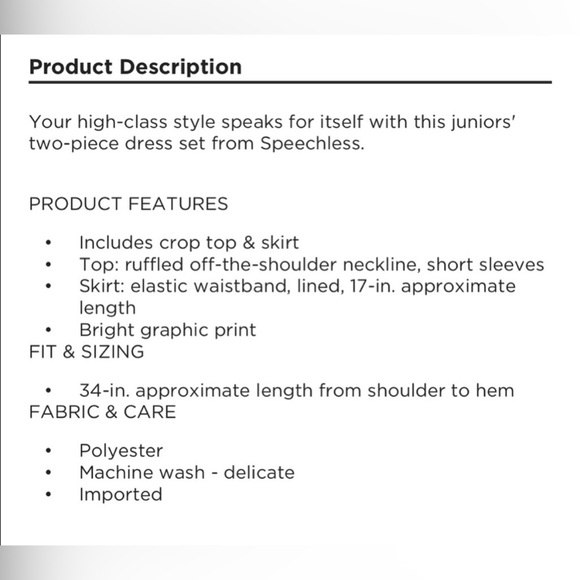 NWOT Speechless Boho Matching Top and Skirt Set - Picture 3 of 8